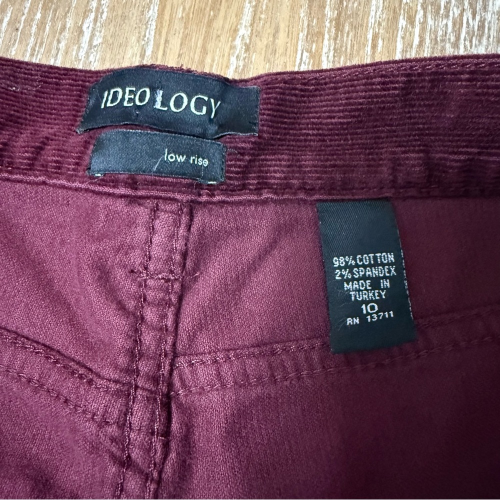 Ideology Corduroy Pants Jeans Women’s Size 10 Low Rise Burgundy Straight Leg NWT - Picture 13 of 15